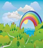 Landscape with Rainbow Clouds