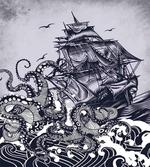Octopus and Ship in Storm