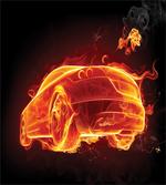 Automobile in Flames Hot