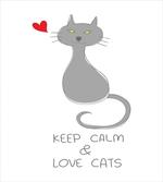 Grey Cat Red Heart