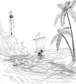 Sketch with Boat Palms