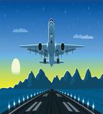 Landing Plane with Mountain artwork