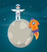 Happy Astronaut on Moon