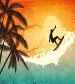 Surfer Sea Palms Sunset
