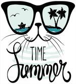 Hipster Cat with Palms