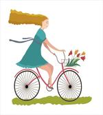 Woman on Bike Tulips
