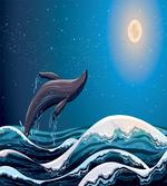 Cartoon Big Fish at Night