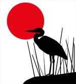Heron Bird on Japanese