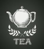 Teapot Leaf Branches Chalkboard