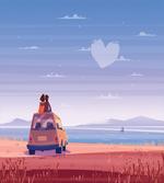 Couple on a Car Beach