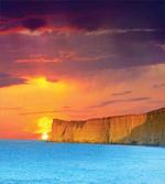 Sea Sunset with Cliffs