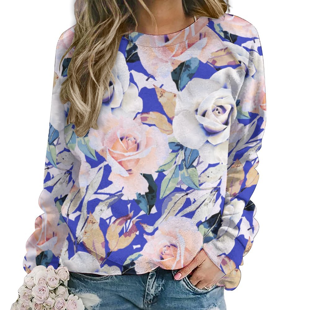 Roses in the Garden Abstract 2B Women's Raglan Crewneck Sweatshirt