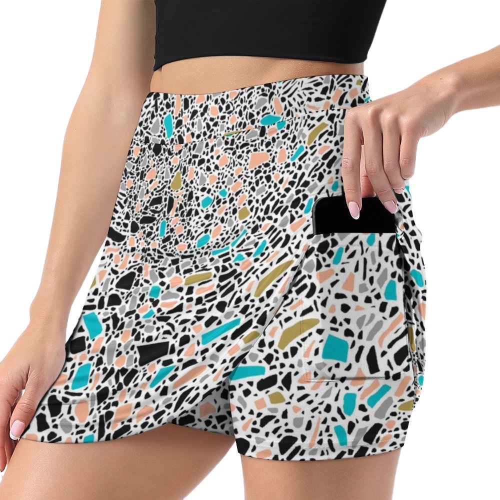 Abstract_forms_of_terrazzo Anti-Emptied A-Line Skirt with Pocket
