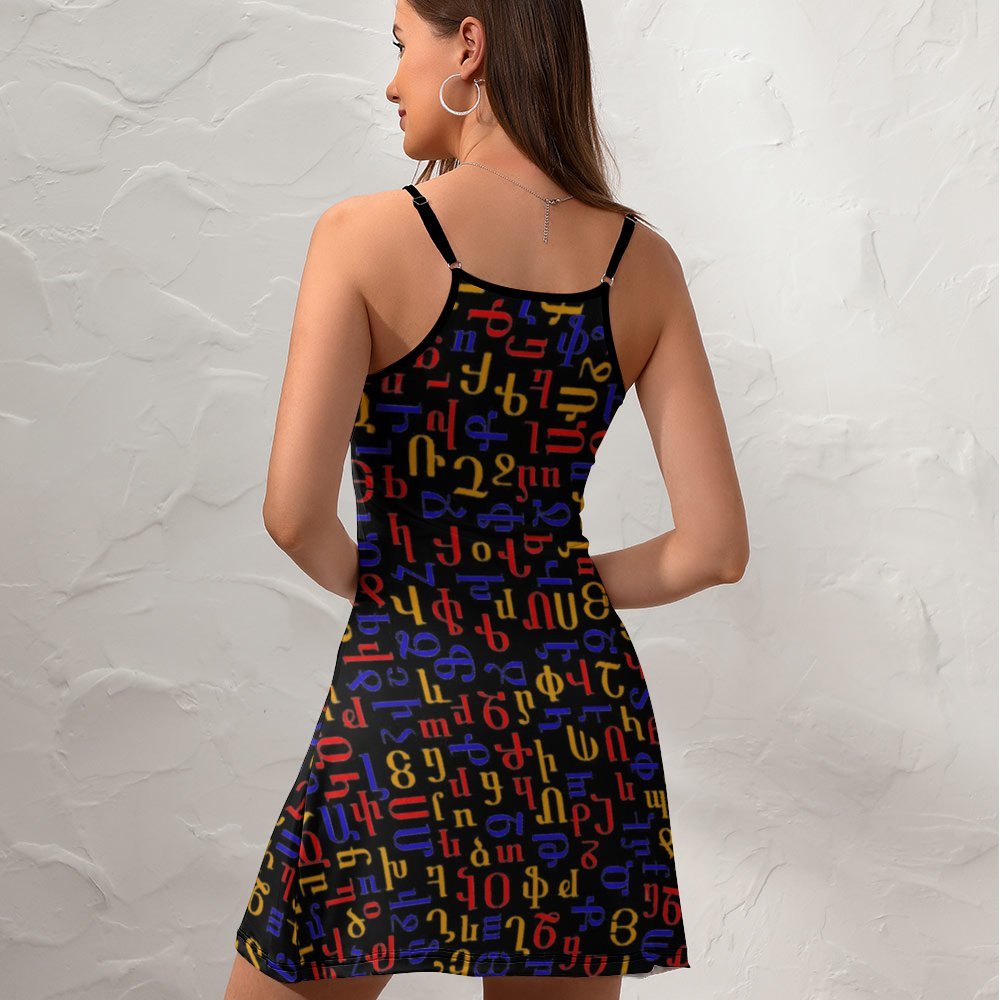 Armenian Colorful Alphabet Women's sling dress Women's Sling Dress (NZ021)