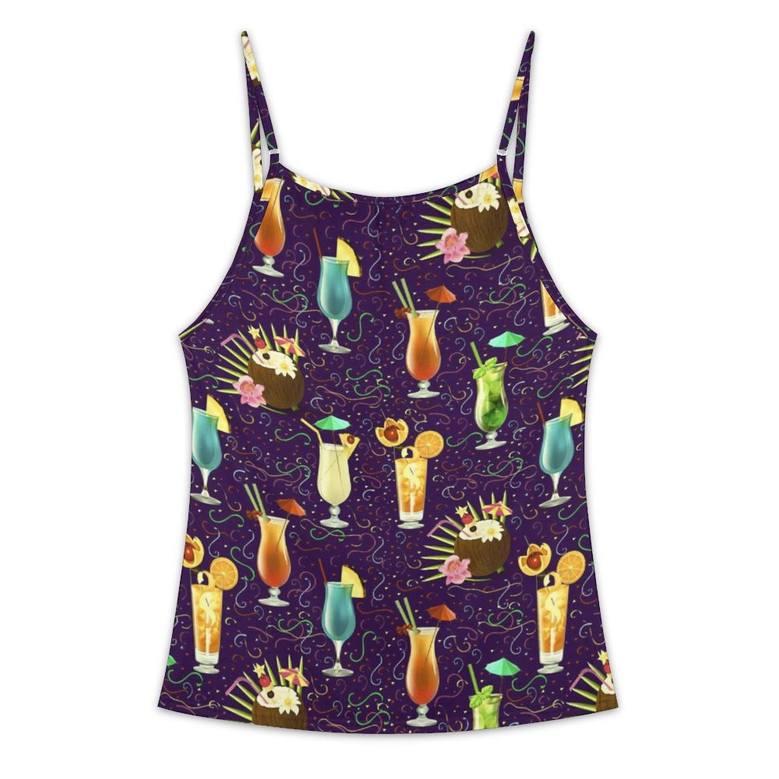 cocktail Women's Round Neck Strap Tank Top