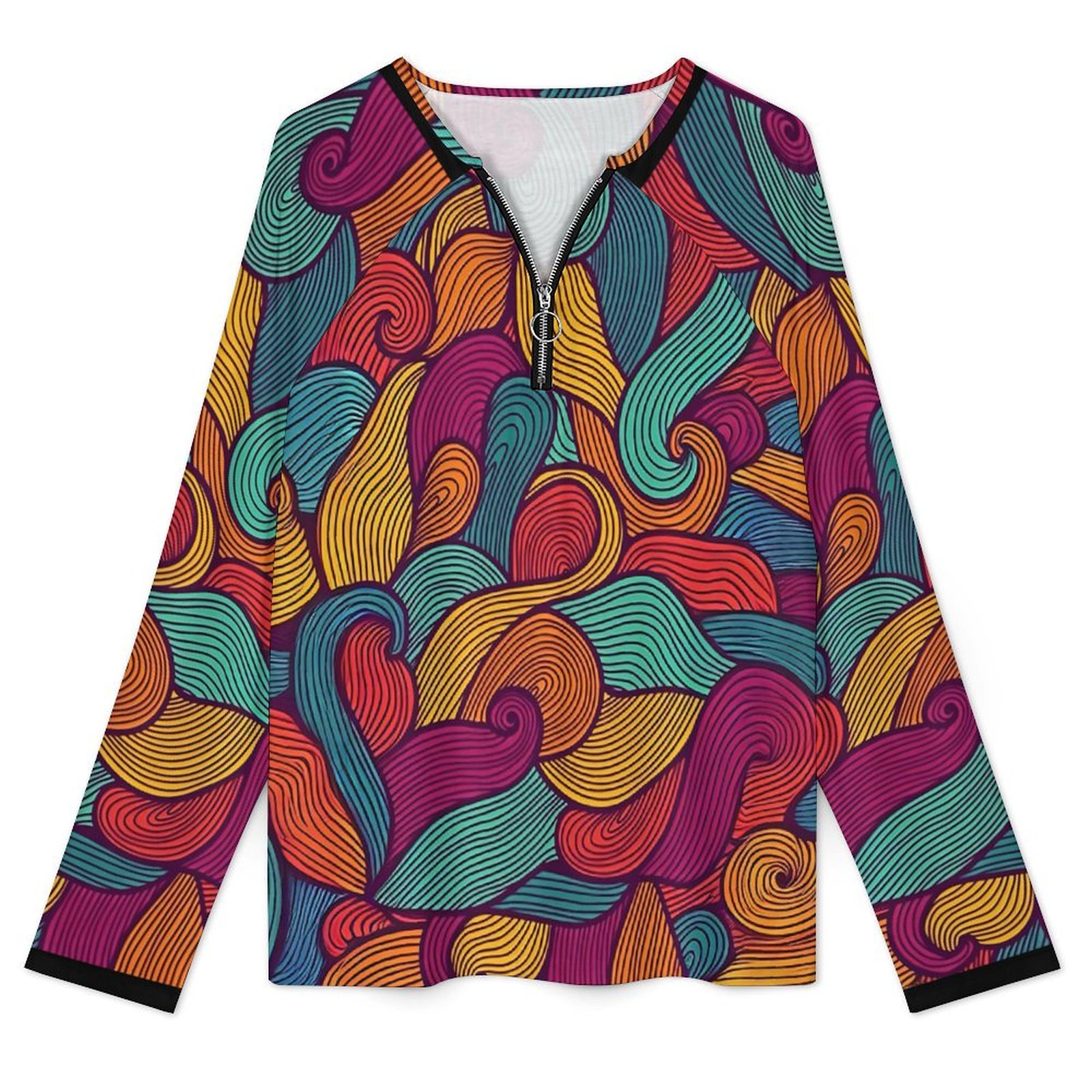 Zipper long sleeves Women's Zip Up Long Sleeve Shirt