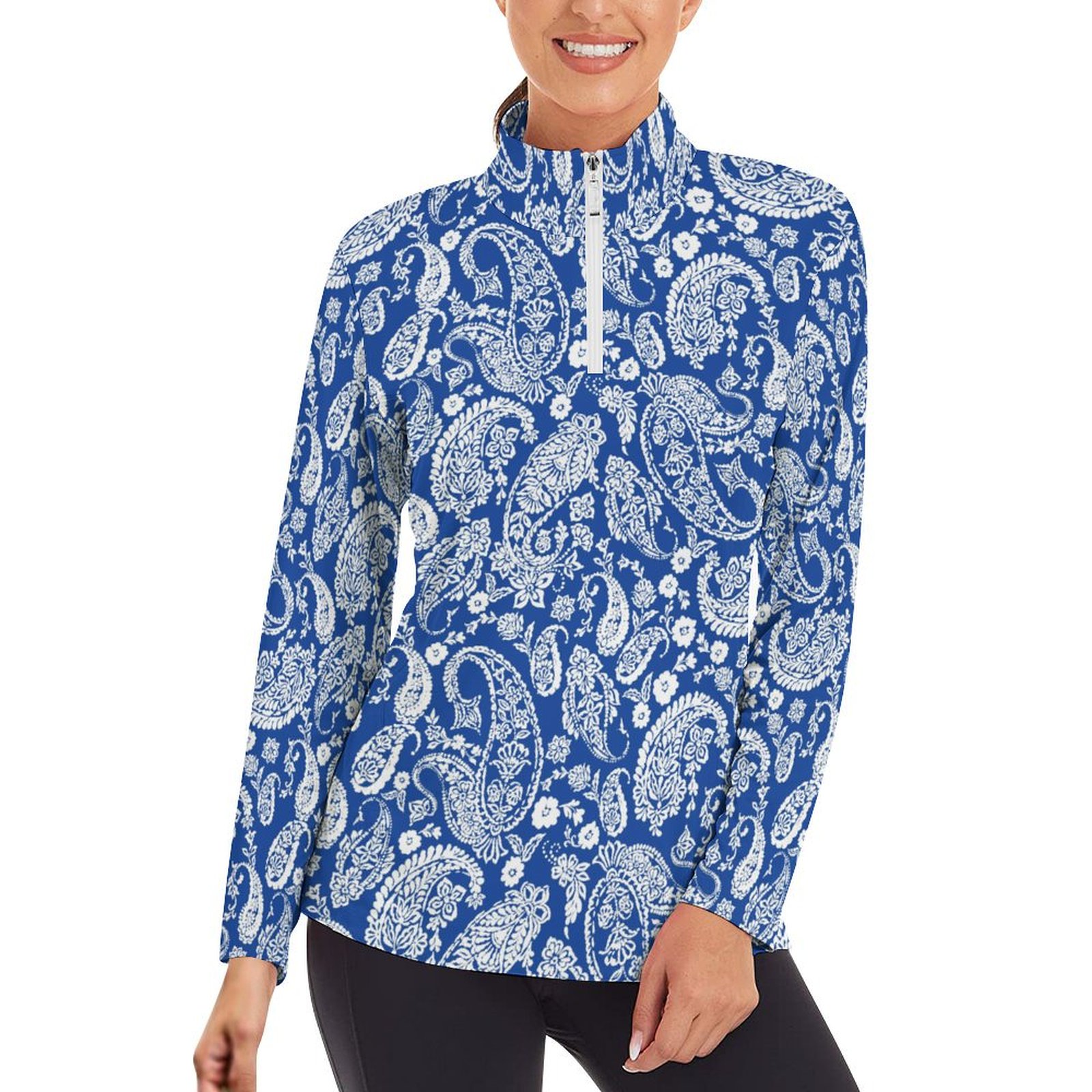 Monochromatic garden paisley 24A Women's Long Sleeve Yoga Shirt