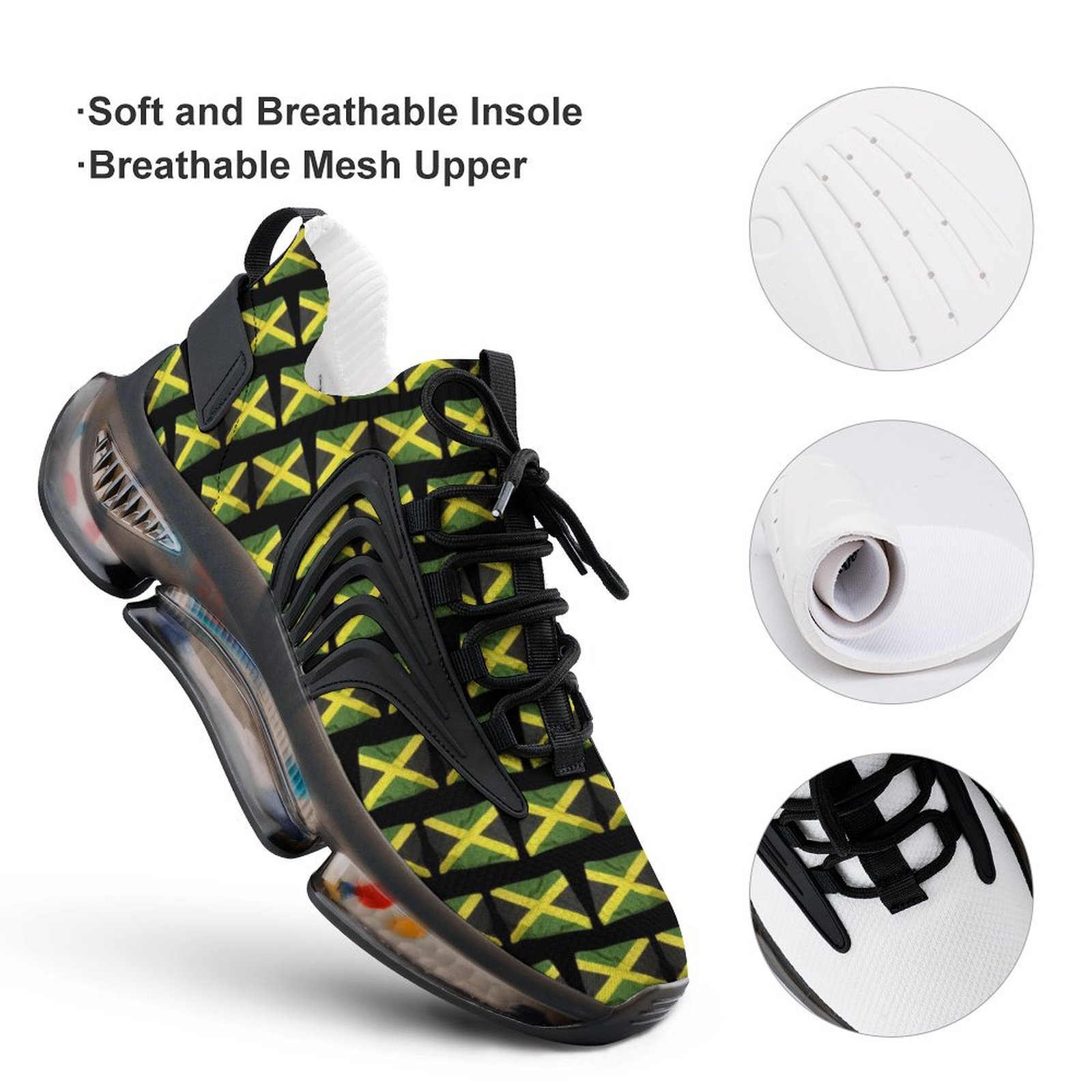 Jamaican Flags Women's Mesh Sneakers (F68)