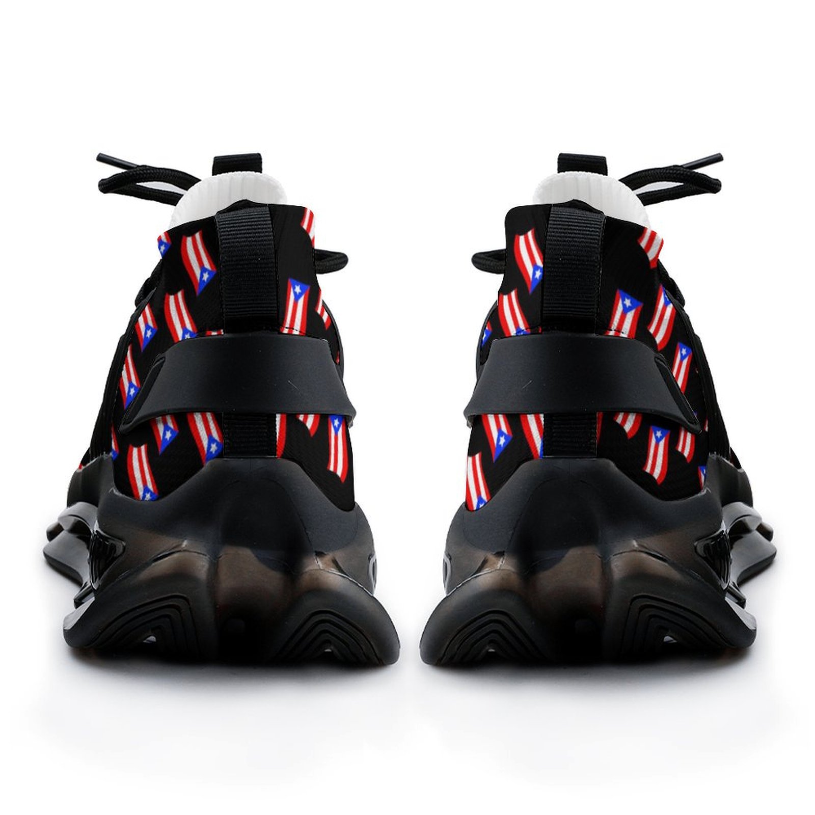 Puerto Rican Flags Black Women's Mesh Sneakers (F68)