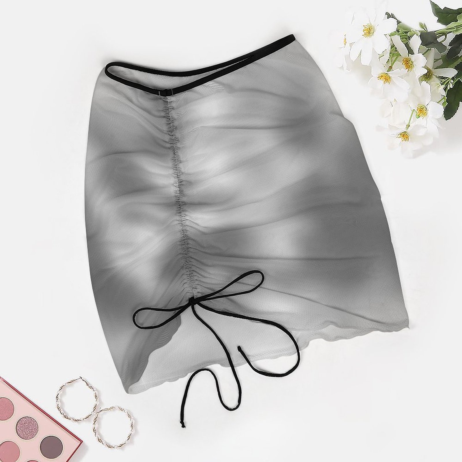 White Clouded Mid Grey Beach Skirt