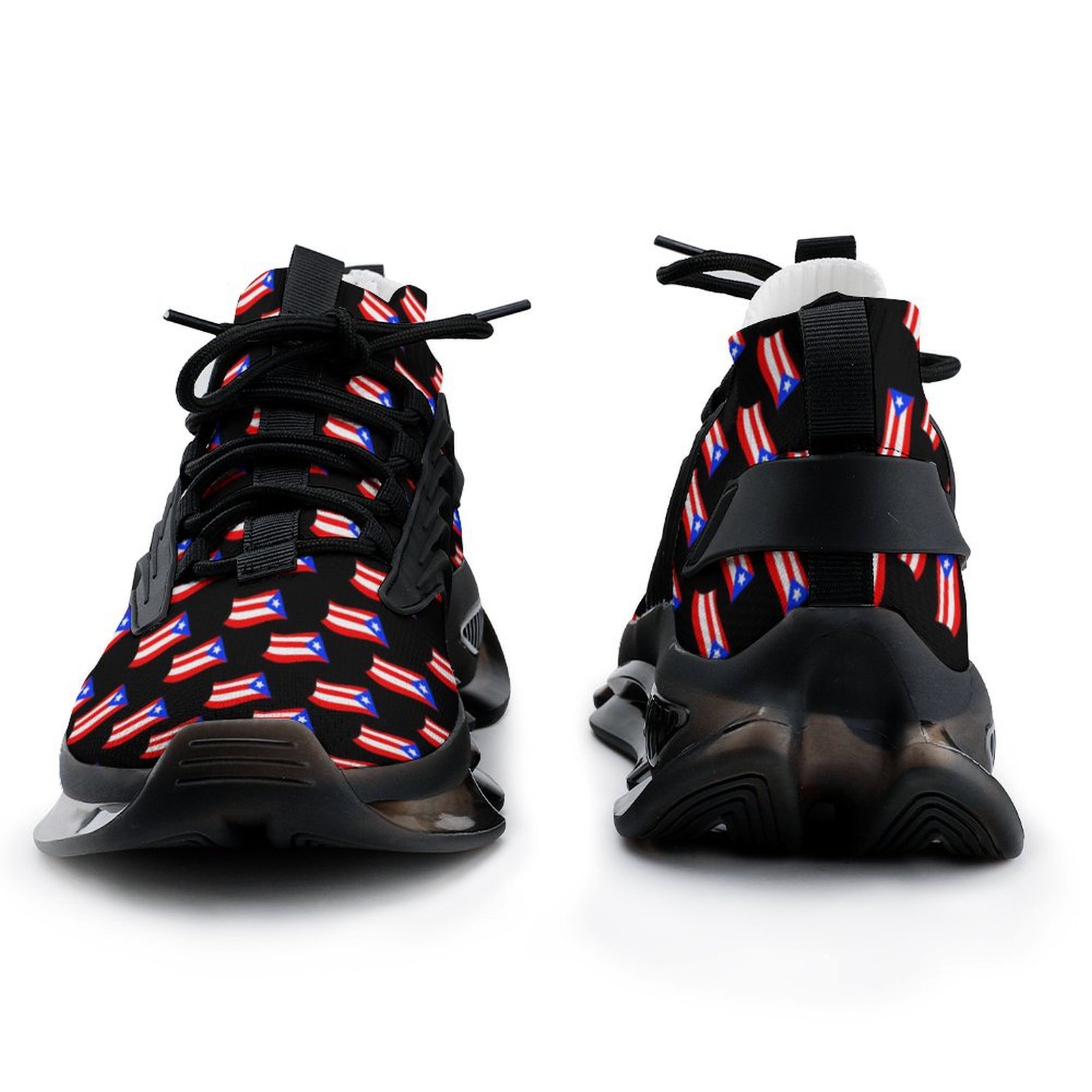 Puerto Rican Flags Black Women's Mesh Sneakers (F68)
