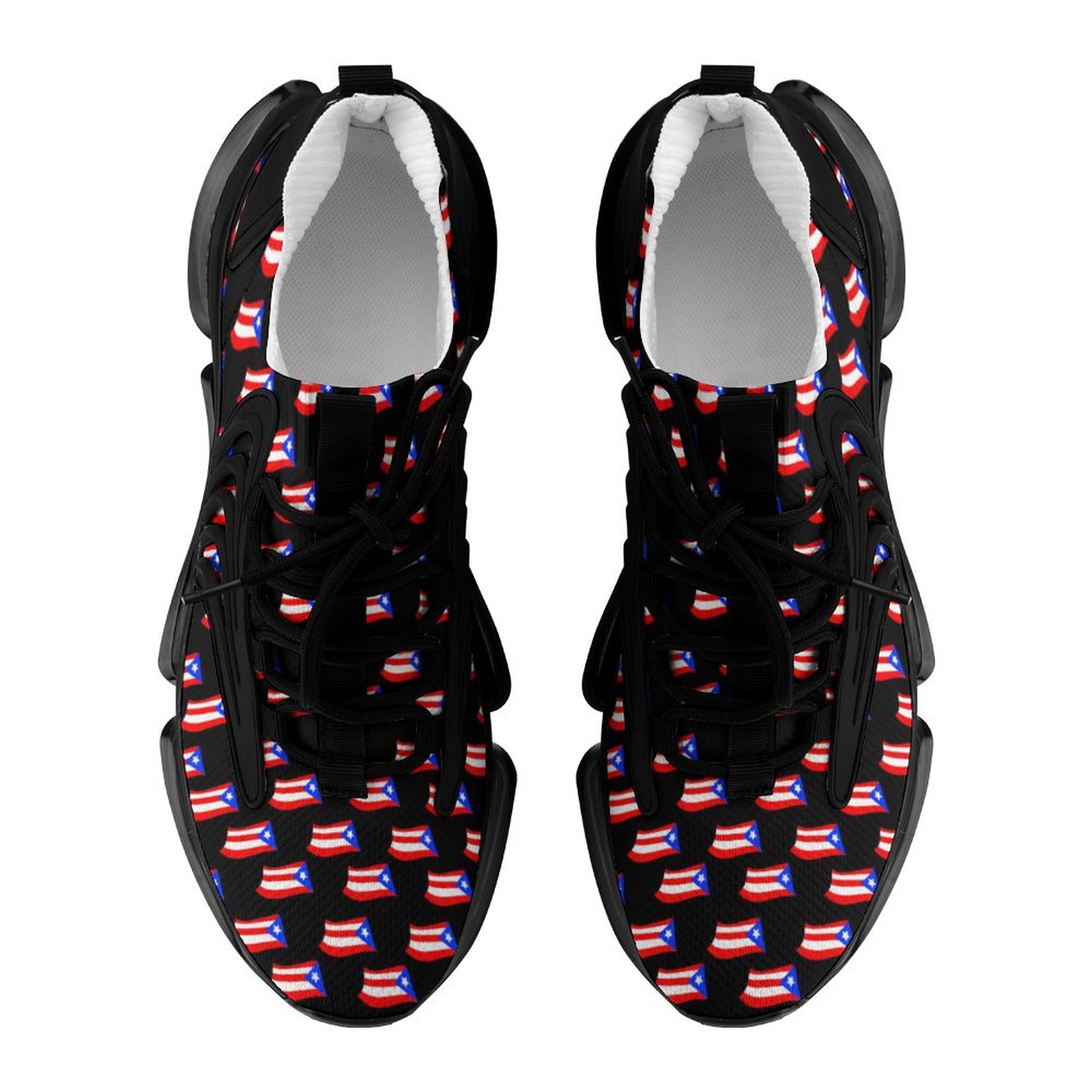 Puerto Rican Flags Black Women's Mesh Sneakers (F68)