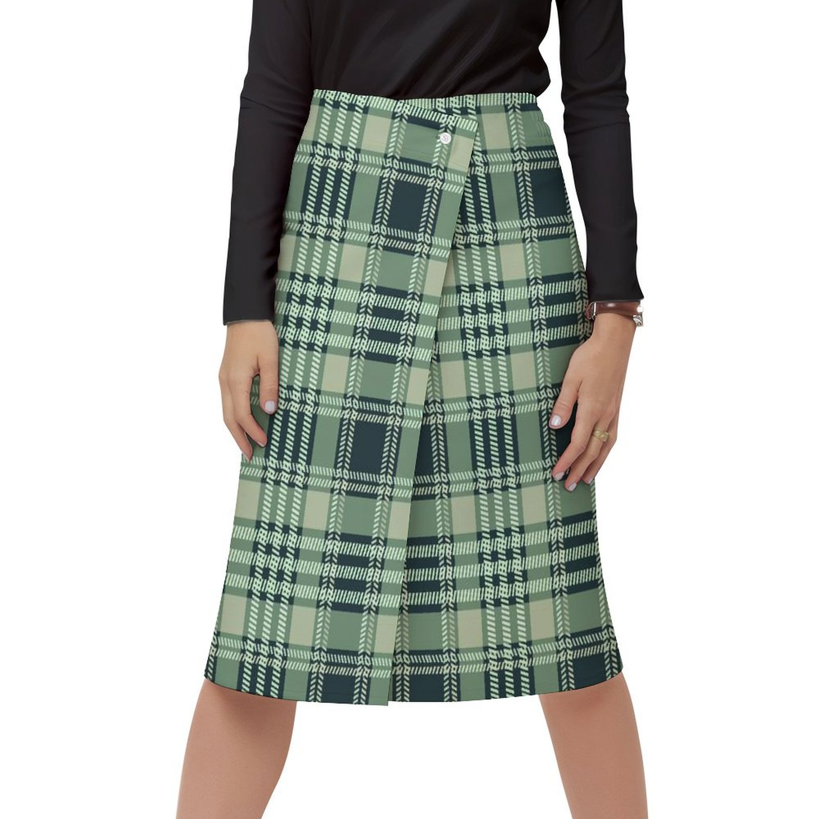 Emerald Plaid Delight Women's Wrap Skirt