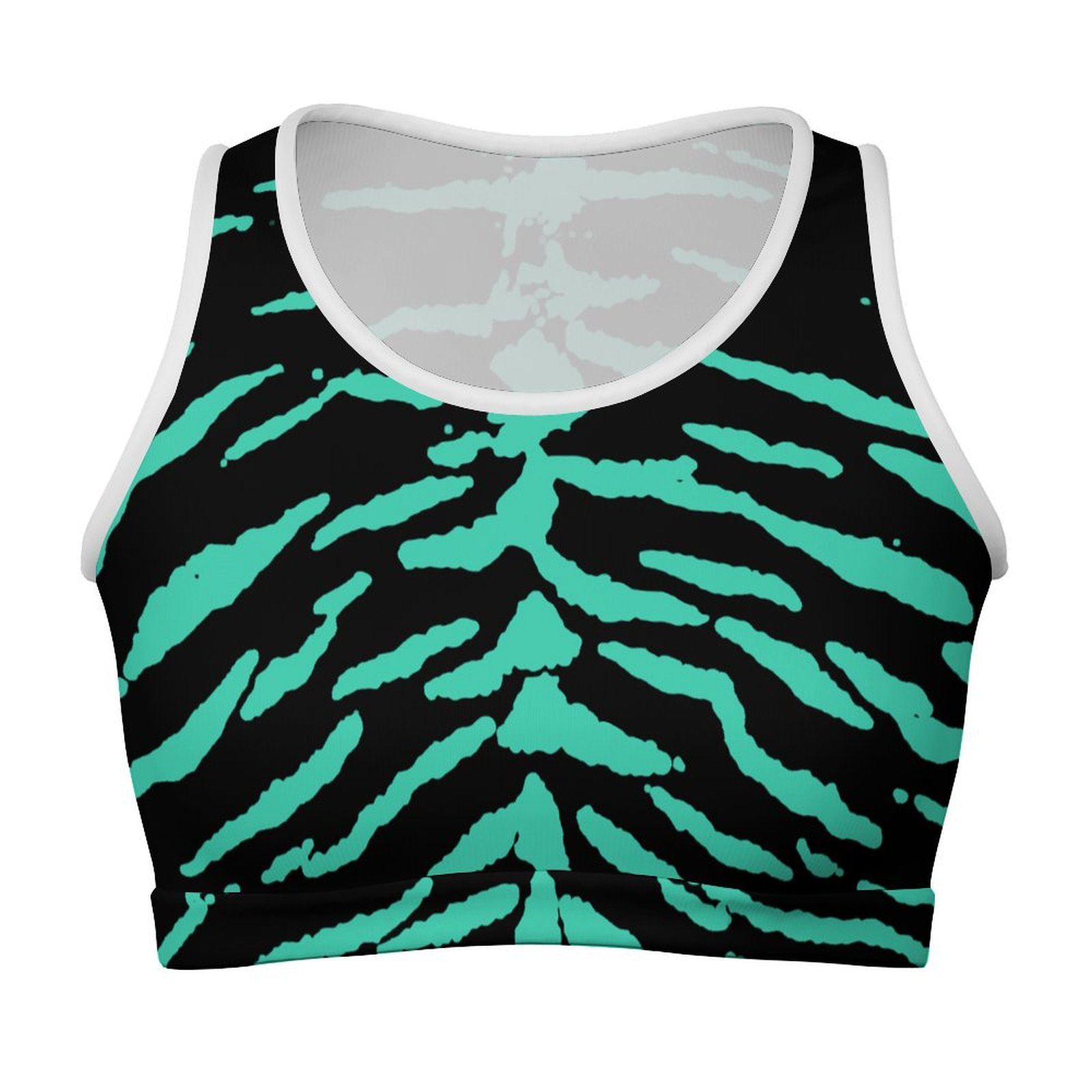 Teal Reverse Tiger All Over Print Sports Bra