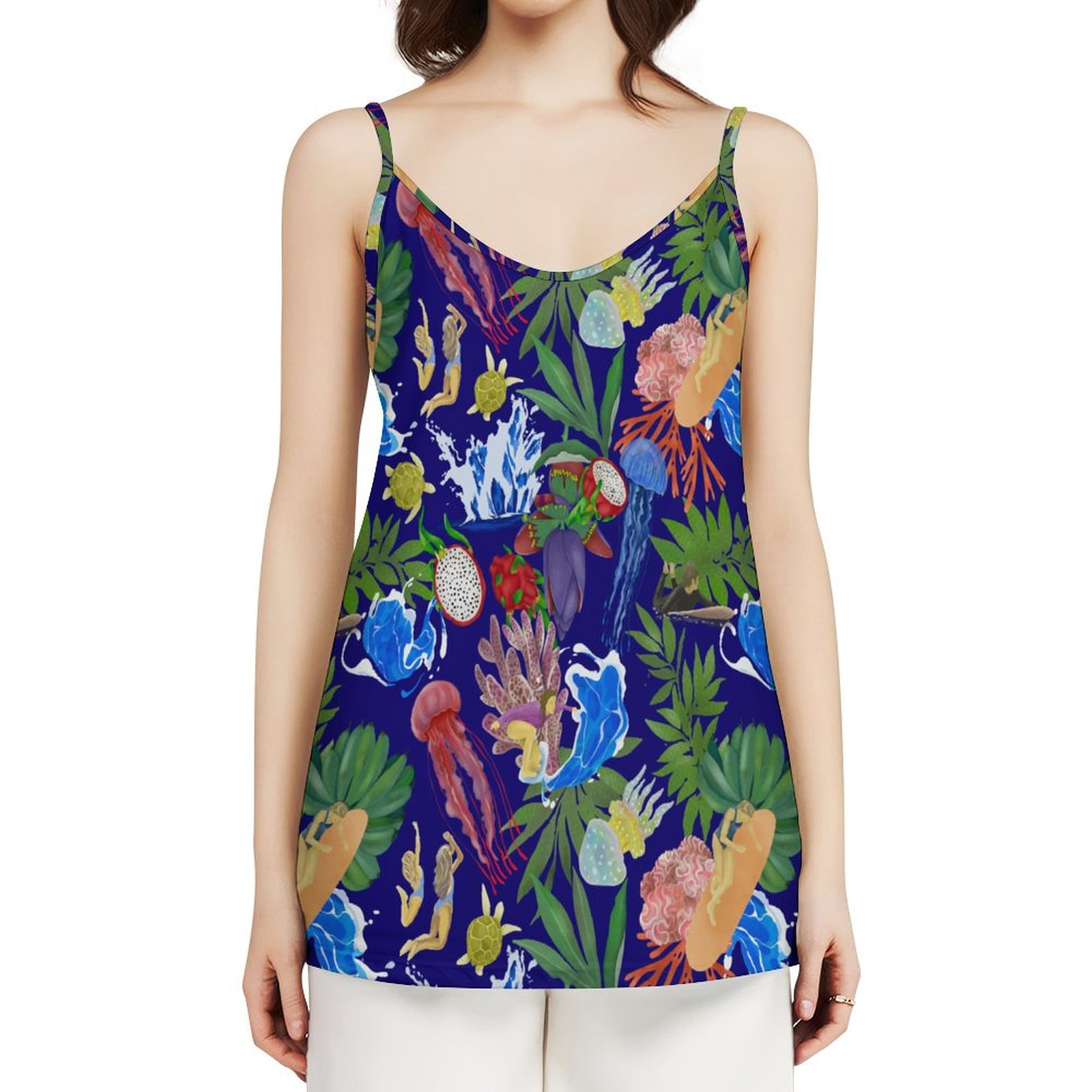 Tropical Surf Dream 2 Women's V-Neck Strap Tank Top