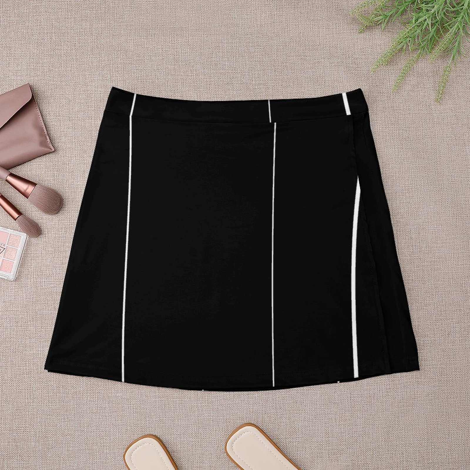 Thin White Lines Short skirt All Over Print Skirt (ALQ)