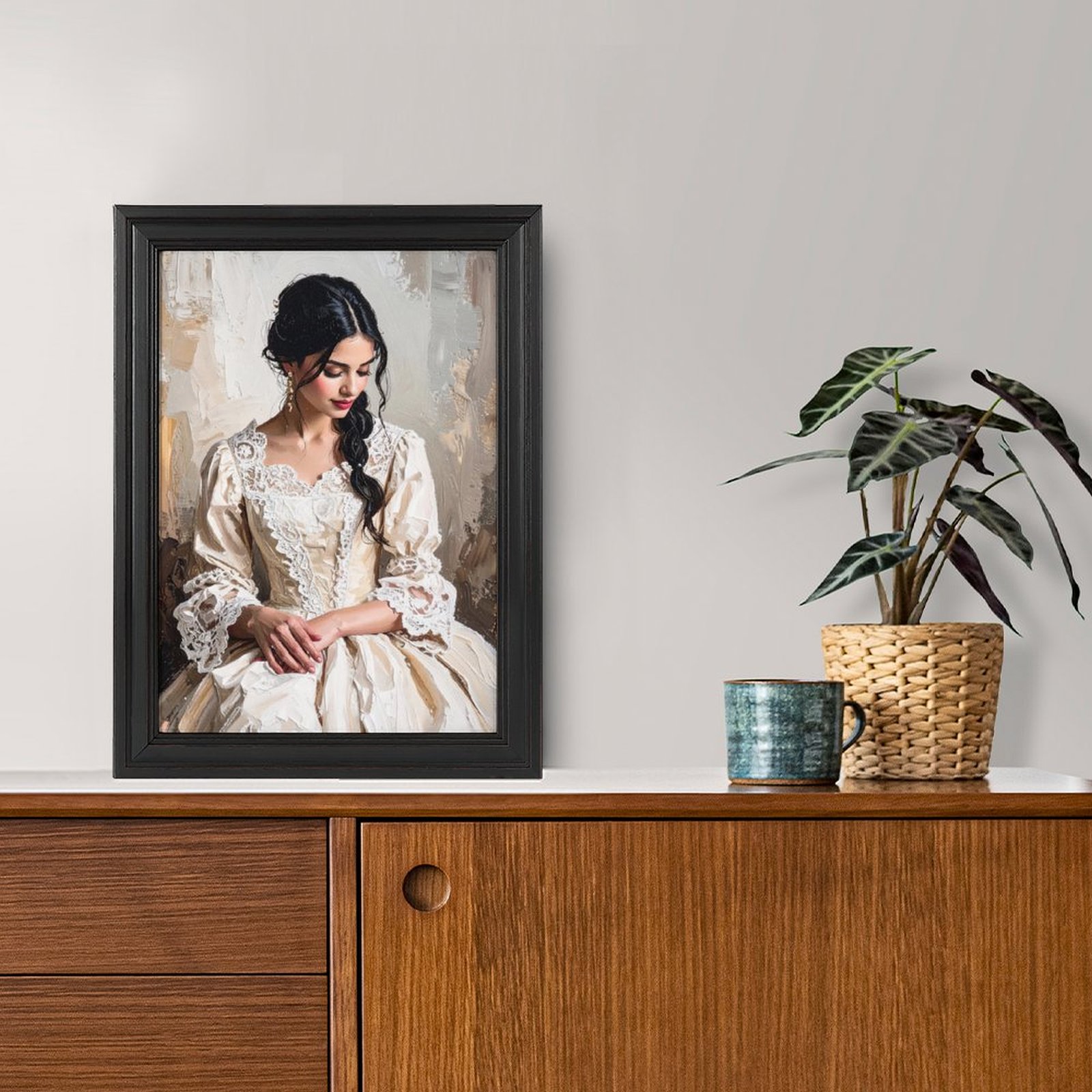 Victorian Lady Portrait Antique Frame Canvas Painting 12" × 16 ...