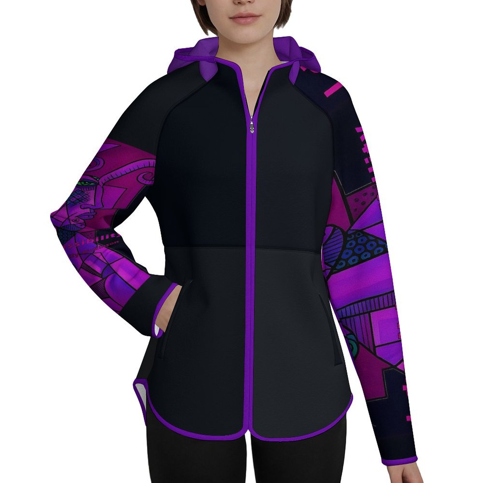 Purple Emily Dickinson Fleece jacket Women's Full Zip Fleece Jacket