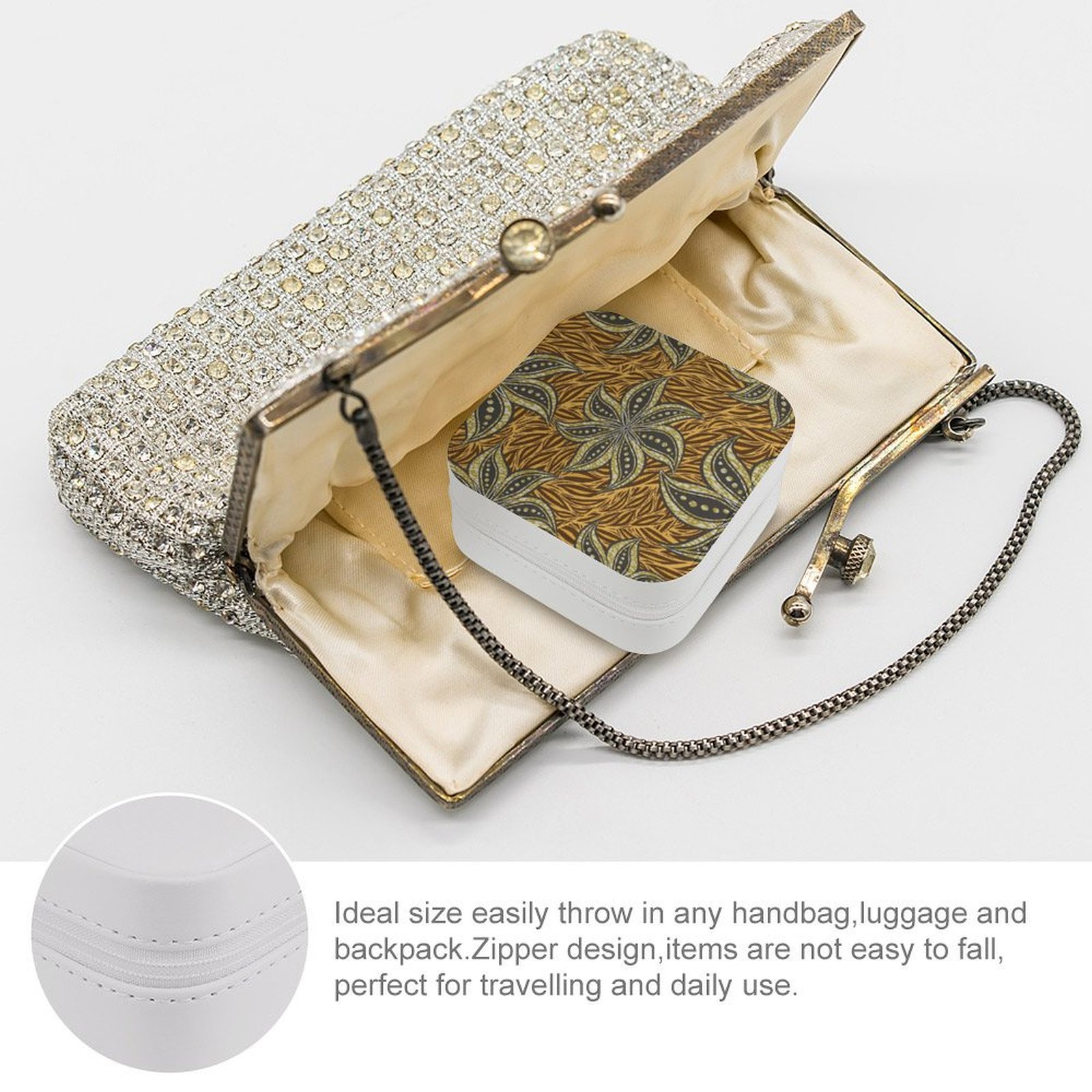 African Floral Abstract Batik Motive Jewelry Storage Box