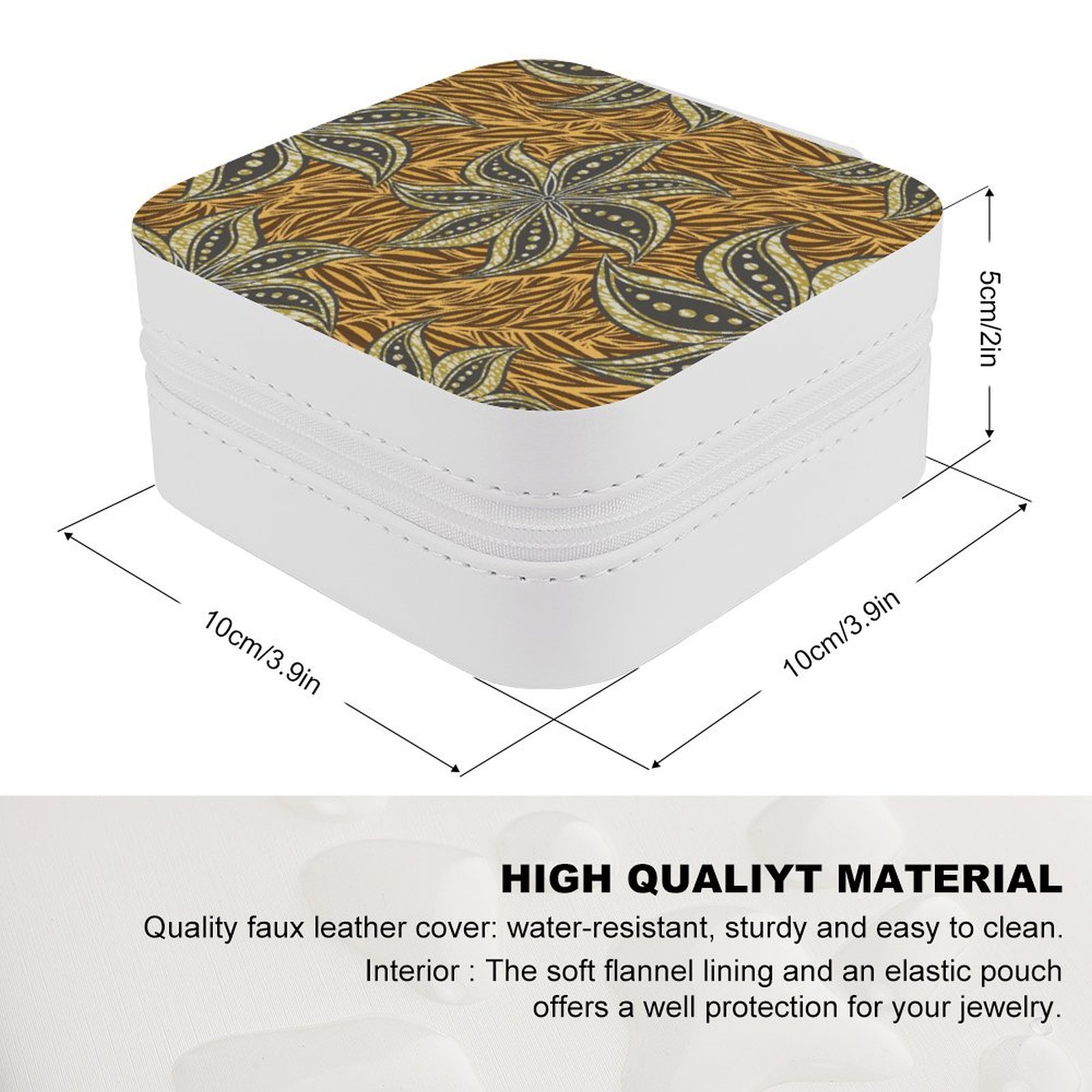 African Floral Abstract Batik Motive Jewelry Storage Box