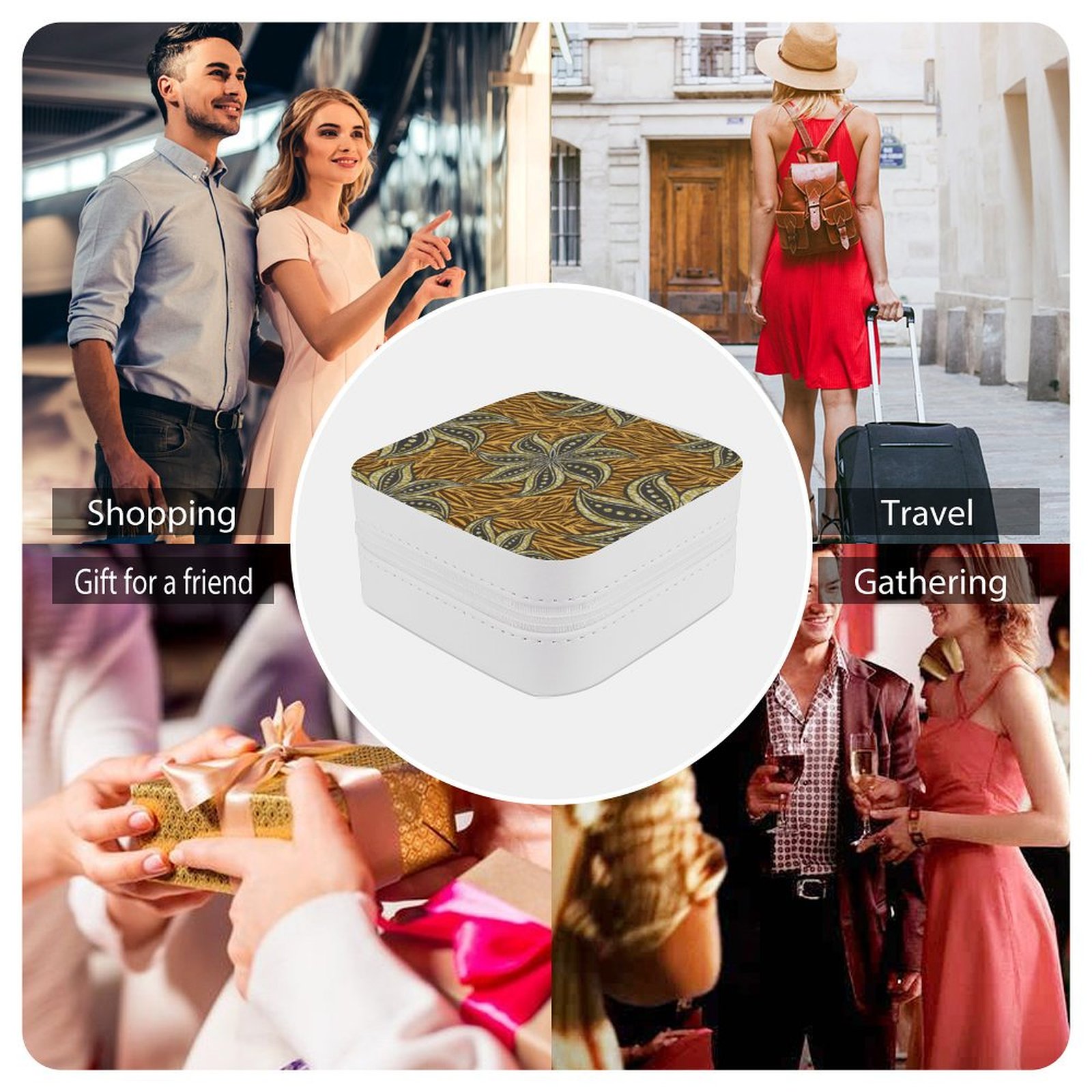 African Floral Abstract Batik Motive Jewelry Storage Box