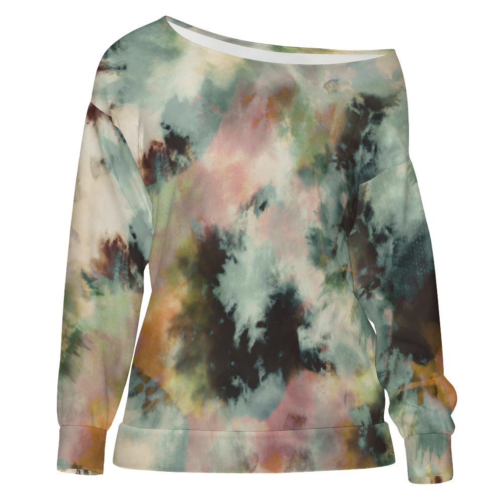 Abstract Tie Dye Desert 4 Women's Off Shoulder Sweatshirt