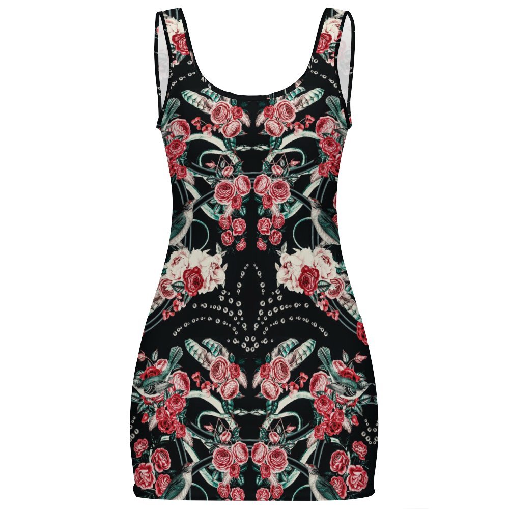 Baroque Botanical Dream Sunmer Basic Bodycon Tank  Dress