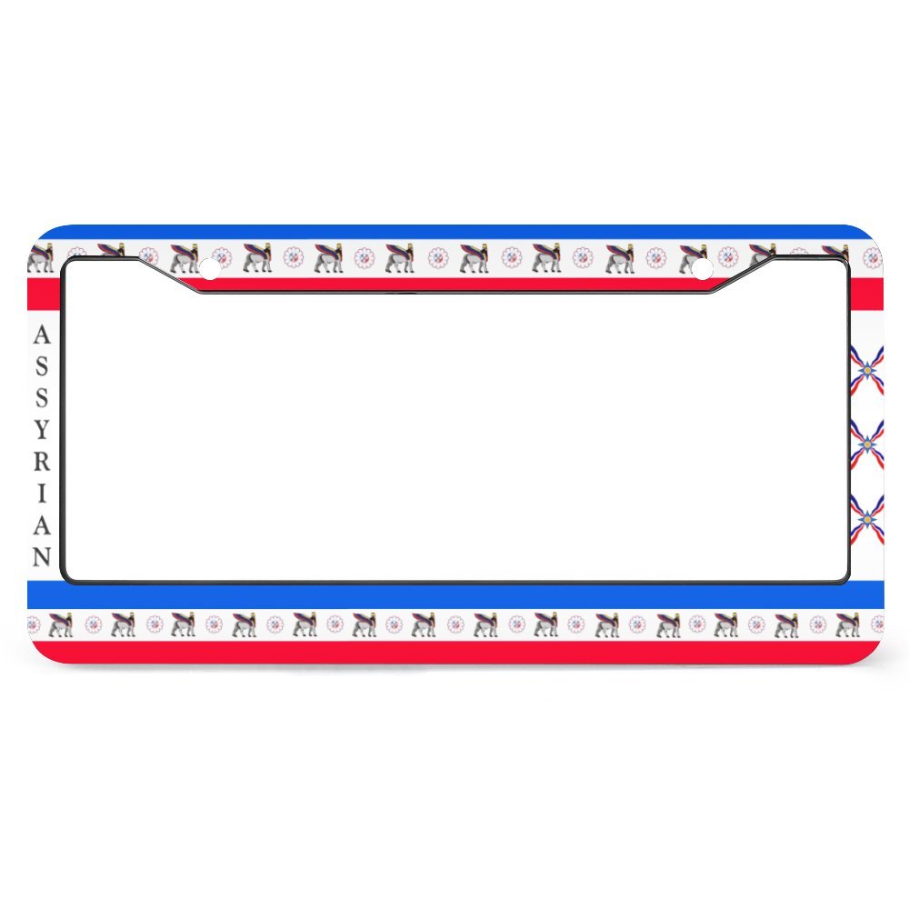 Assyrian License Plate Frame Black All Over Print License Plate Frame