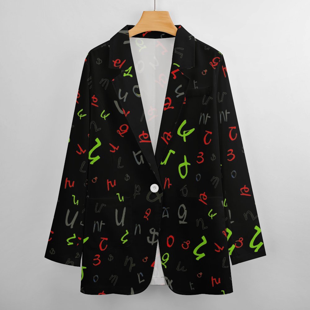 Armenian Alphabet Women's casual suit All Over Print Women's Blazer