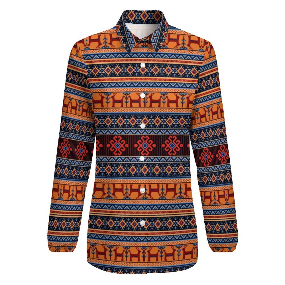 Traditiona Armenian Vntage casual long sleeve shirt tops Women's Casual Long-Sleeve Blouse