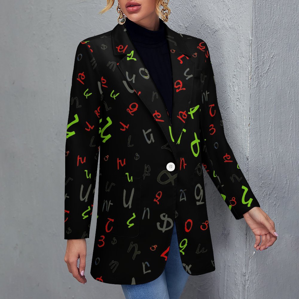 Armenian Alphabet Women's casual suit All Over Print Women's Blazer