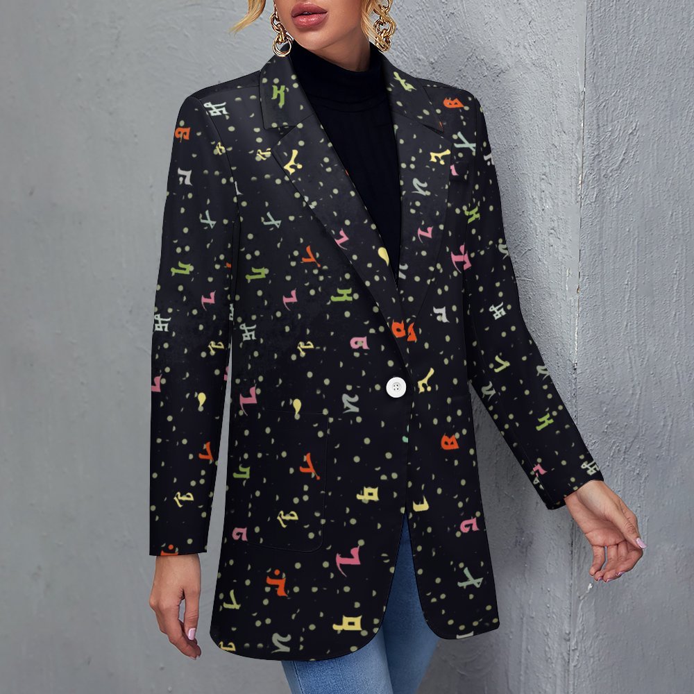 Assyrian alphabet Women's casual suit All Over Print Women's Blazer