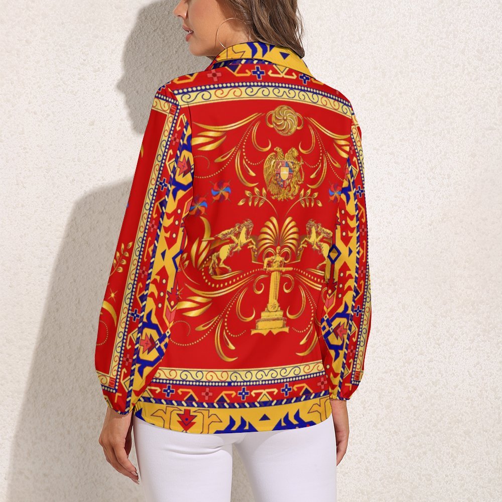 Armenia Vntage casual long sleeve shirt tops Women's Casual Long-Sleeve Blouse