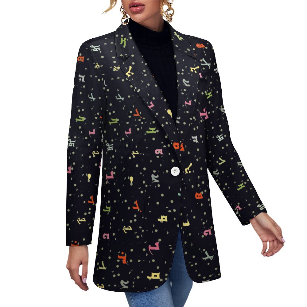 Assyrian alphabet Women's casual suit All Over Print Women's Blazer