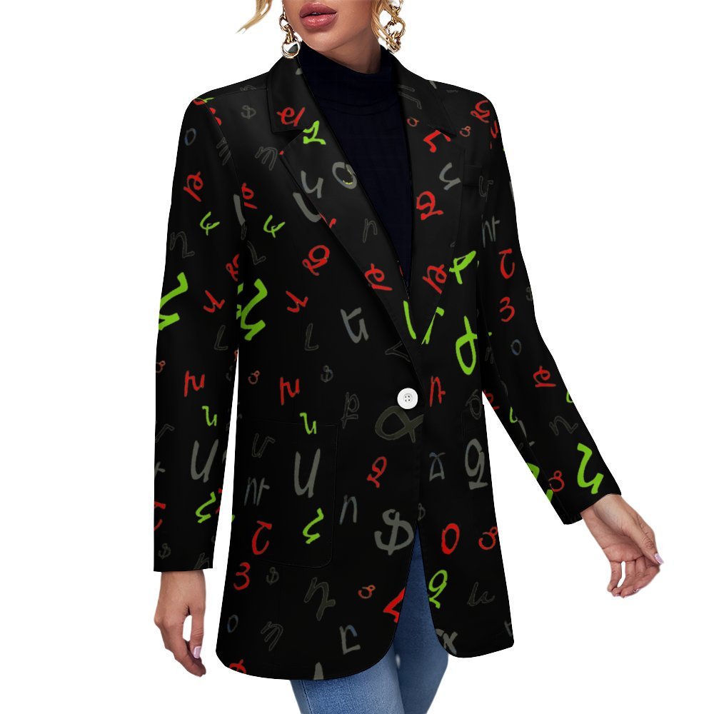 Armenian Alphabet Women's casual suit All Over Print Women's Blazer