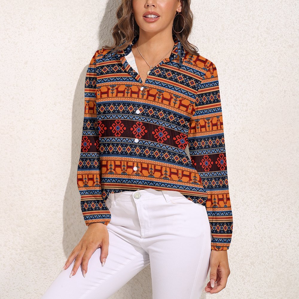 Traditiona Armenian Vntage casual long sleeve shirt tops Women's Casual Long-Sleeve Blouse